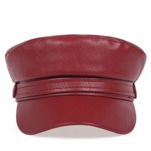 Taylor Swift Inspired Red Faux Leather Baker Boy Hat Cap NWOT